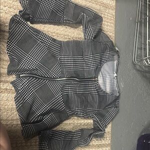 Love Black and Gray Asymmetrical Fitted Blouse